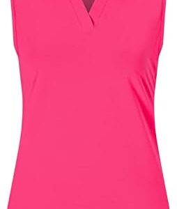 Vidusou Womens Sleeveless Golf Polo Shirts Lightweight Tennis Sport Tops