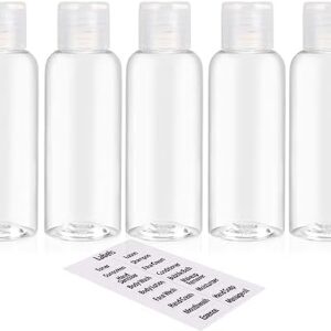 DNSEN 5 Pack 3.4oz Empty Plastic Travel Bottles for Toiletries TSA Approved Leak Proof Squeezable Travel Size Containers Travel Essentials Accessories, clear