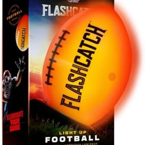 FlashCatch Light Up Football - Glow in the Dark Ball - NO 6 - Outdoor Sports Birthday Gifts for Boys 8-15+ Year Old - Kids Teenage Youth Gift Ideas Activity - Boy Toys Stuff Ages 8 9 10 11 12 13 14 15