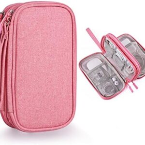 Bevegekos Travel Essentials for Women, Cord Organizer Storage Case Bag for Airplane Accessories & Tech Electronics (Small, Pink)