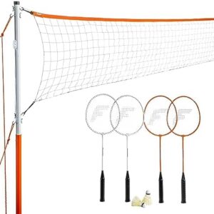 Franklin Sports Badminton Net Sets - Outdoor Backyard + Beach Badminton Net + Equipment Set - (4) Rackets + (2) Birdies + Portable Net Included - Adults + Kids Set